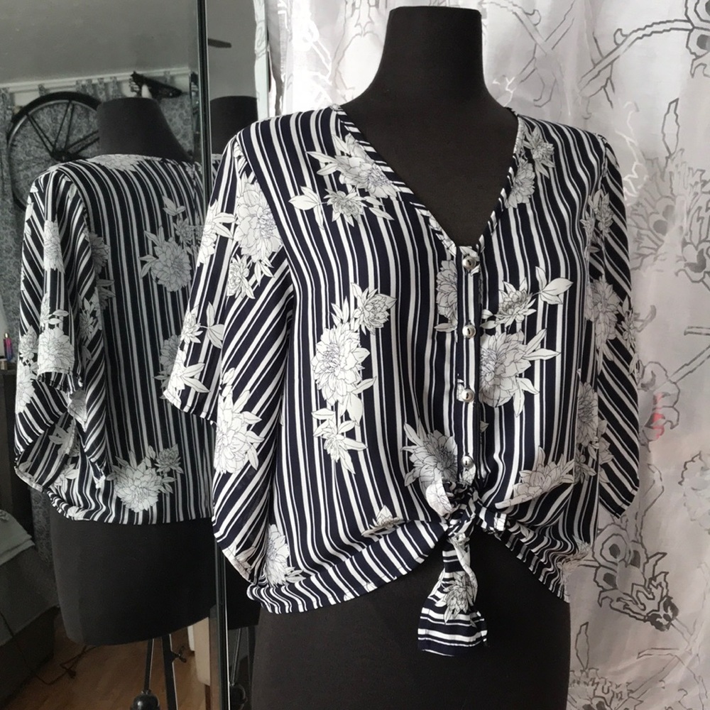 Sienna Sky striped floral button down.